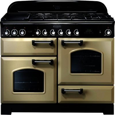 Rangemaster Classic Deluxe 110cm Dual Fuel 79810 Range Cooker in Cream with Brass Trim and FSD Hob